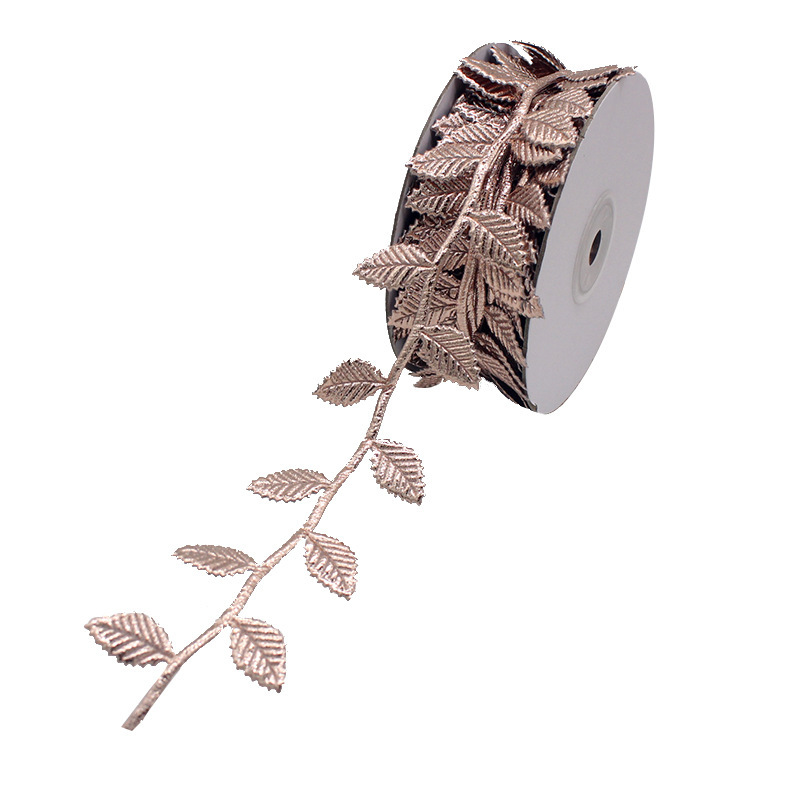 Cross Border Serrated Golden Leaf Ribbon DIY Lace Decorative Lighting Accessories Ultrasonic Embossed silver Ribbon