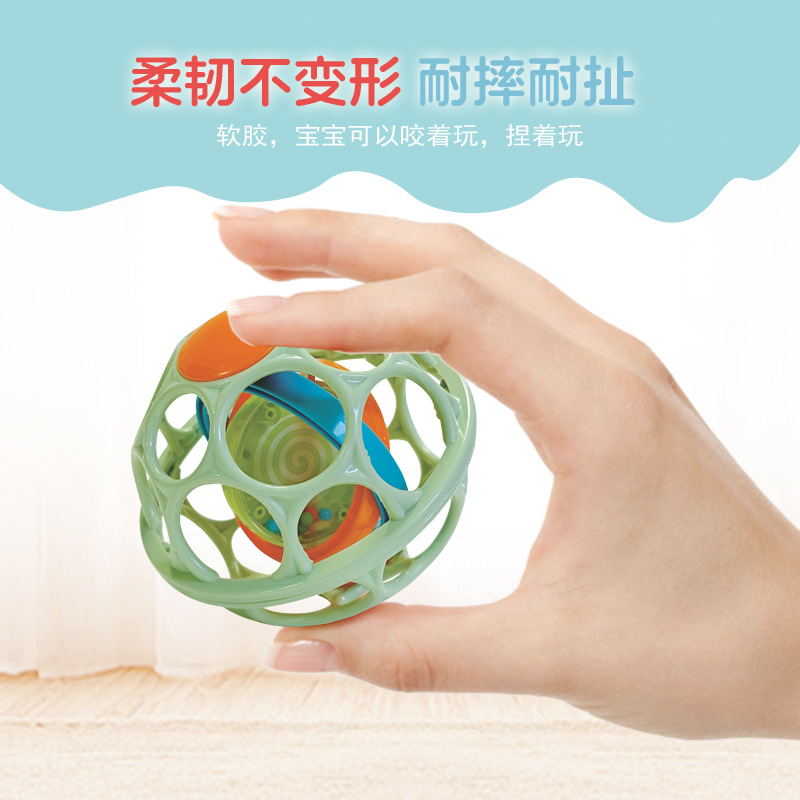Infant hand-held ball can be bitten can be boiled toys early education puzzle large hole rattle hand-held soft rubber ball wholesale