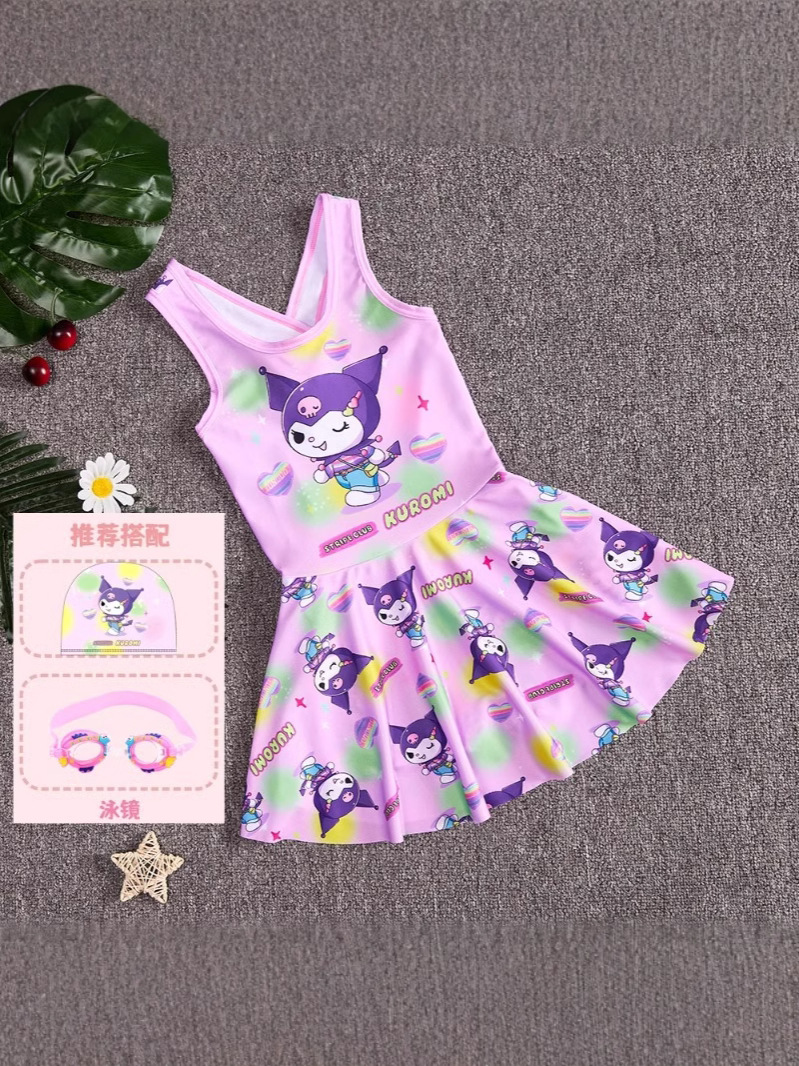 Children's Swimwear Girl's 2025 New Summer Girls' Siaman Small Middle Child Princess Cartoon Kulomi Swimming