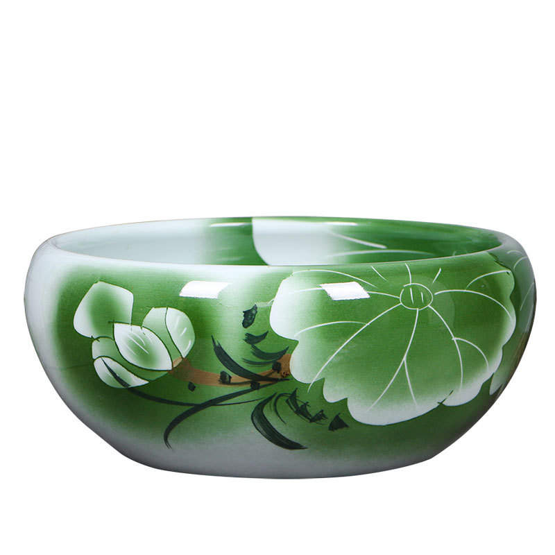 Jingdezhen Ceramic Flower Pot Hydroponic Bowl Lotus Pot Water Lily Copper Coin Pothos Succulent Flower Pot Living Room Ornaments Goldfish Tank