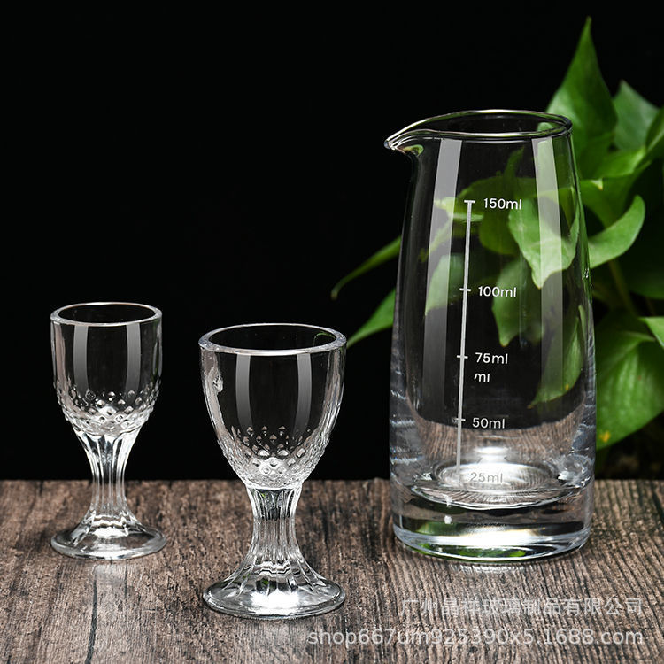 Wholesale Liquor No-handle Dispenser Split Wine Pot Household Crystal Glass Wine Pot with Scale No-handle Straight Small Wine Pot
