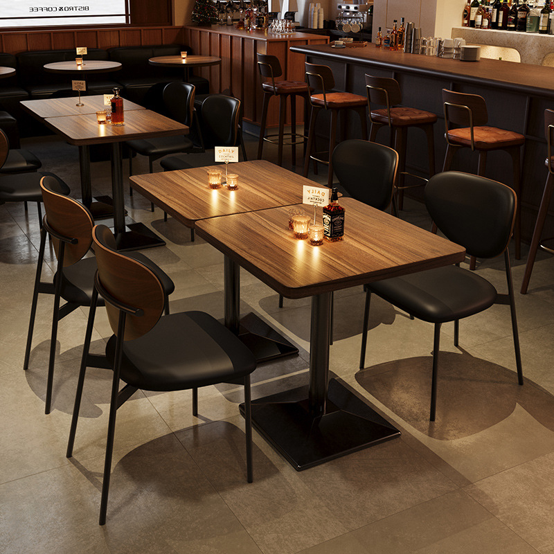 American Retro Cafe Table and Chair Combination Bar Tavern Dining Table and Chair Internet Celebratory Music Dining Bar Clear Bar Solid Wood Table and Chair
