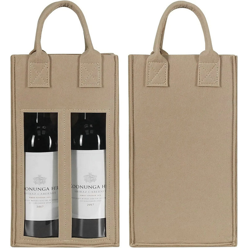 Felt Handheld Red Wine Bag Double Bottled Shockproof and Anti-bump Red Wine Protective Case Felt Wine Bag Wine Handbag