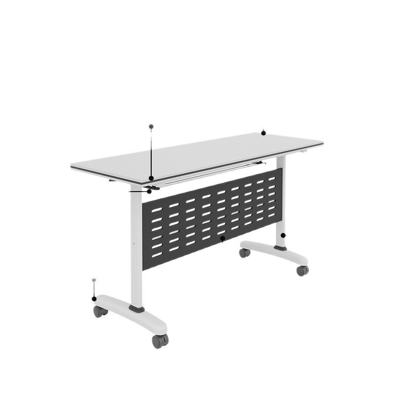 Folding Training Table, Folding Conference Table and Chairs, Movable Splicing Long Table with Wheels, Multi-Functional Office Desk and Chair Combination