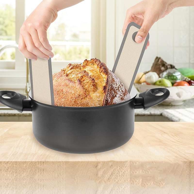 Round Double-Eared Long-Handled Baking Tool Baking Mat Dutch Oven Lining Bread Baking Mat Silicone Pot Mat