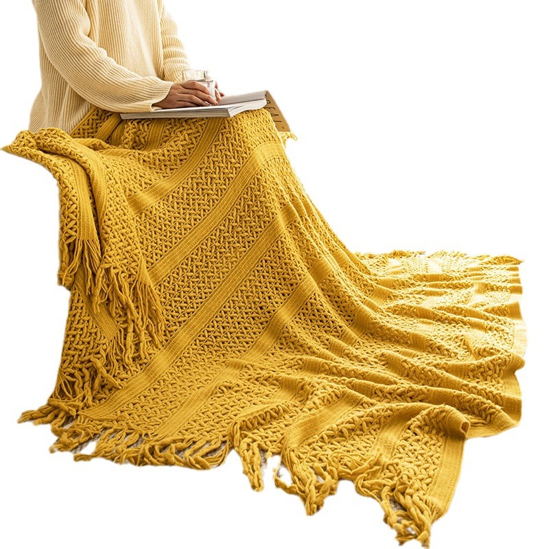 Nordic ins acrylic knitted shawl blanket geometric twisted nap blanket blanket office air conditioning sofa blanket autumn and winter
