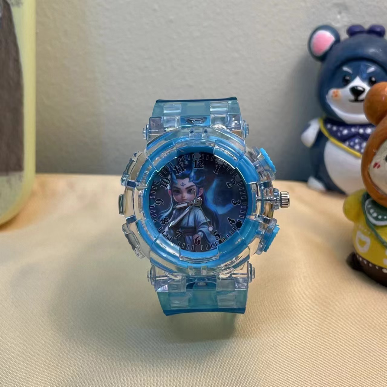 New Cute Nezha Third Prince Ao Bing Colorful Luminous Children's Cartoon Luminous Primary School Boys and Girls Watch