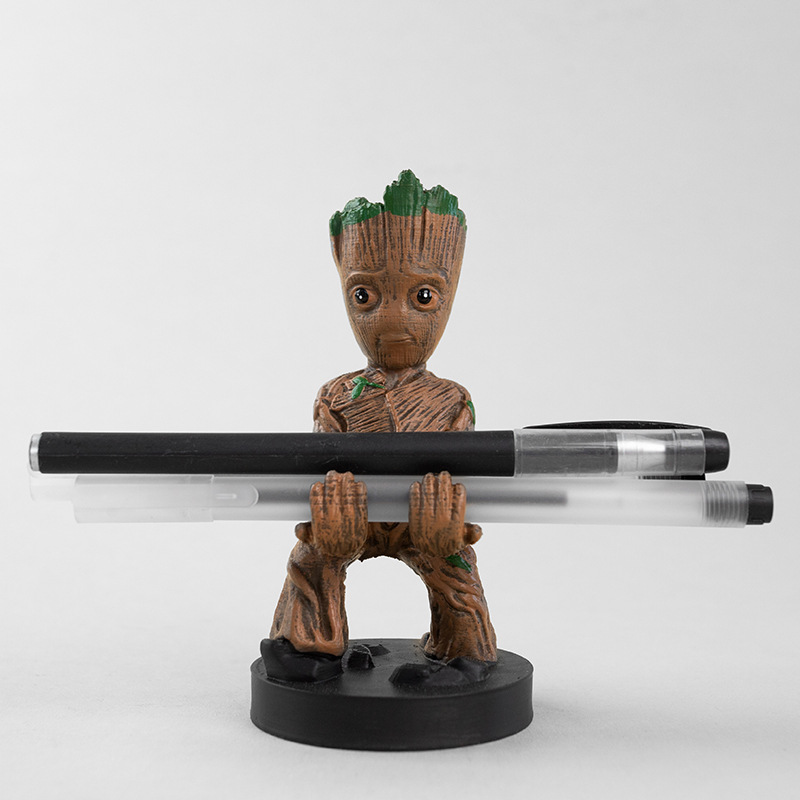 Tree Groot Black Warrior White Soldier Pen Holder Mobile Phone Stand Creative Ornament Gift for Friends and Colleagues