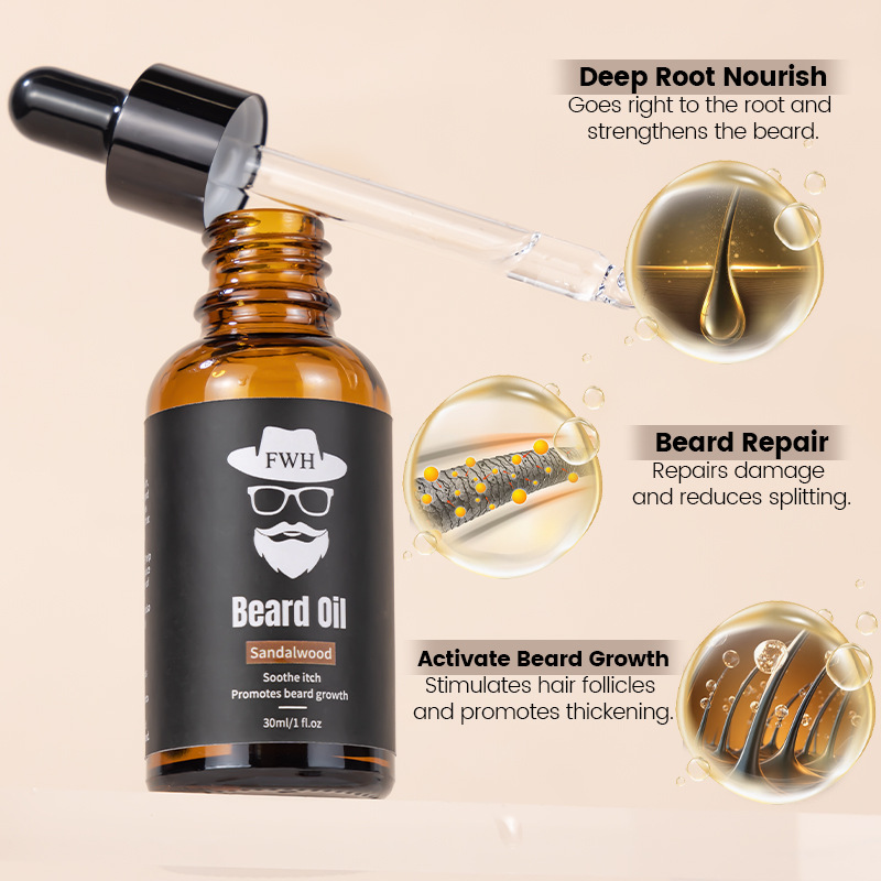 30ml Men's Beard Oil Cross-Border Beard Liquid Nutritional Oil Essence Facial Hair Care Oil Wholesale