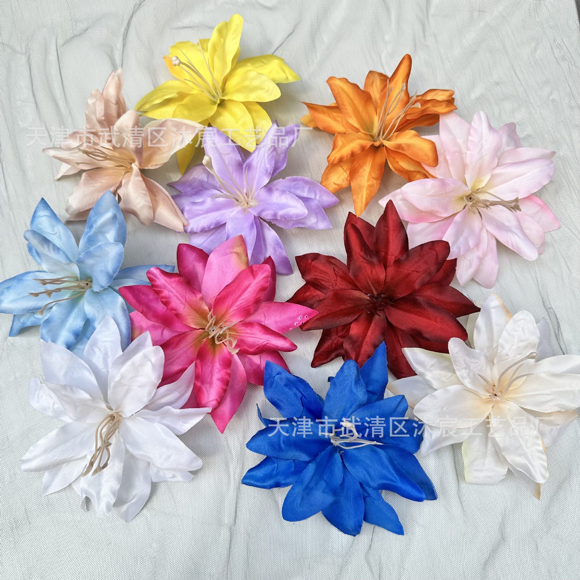 Artificial Small Lily Flower Head Hand-made Artificial Flower Hairpin Hair Accessories DIY Headwear Duckbill Clip Side Clip