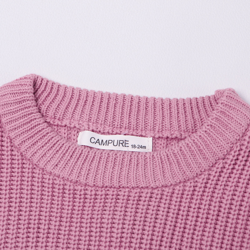 Autumn 2022 New Korean-style Round Neck Solid Color Loose All-match Sweater for Kids Lazy Style Long-sleeved Pullover