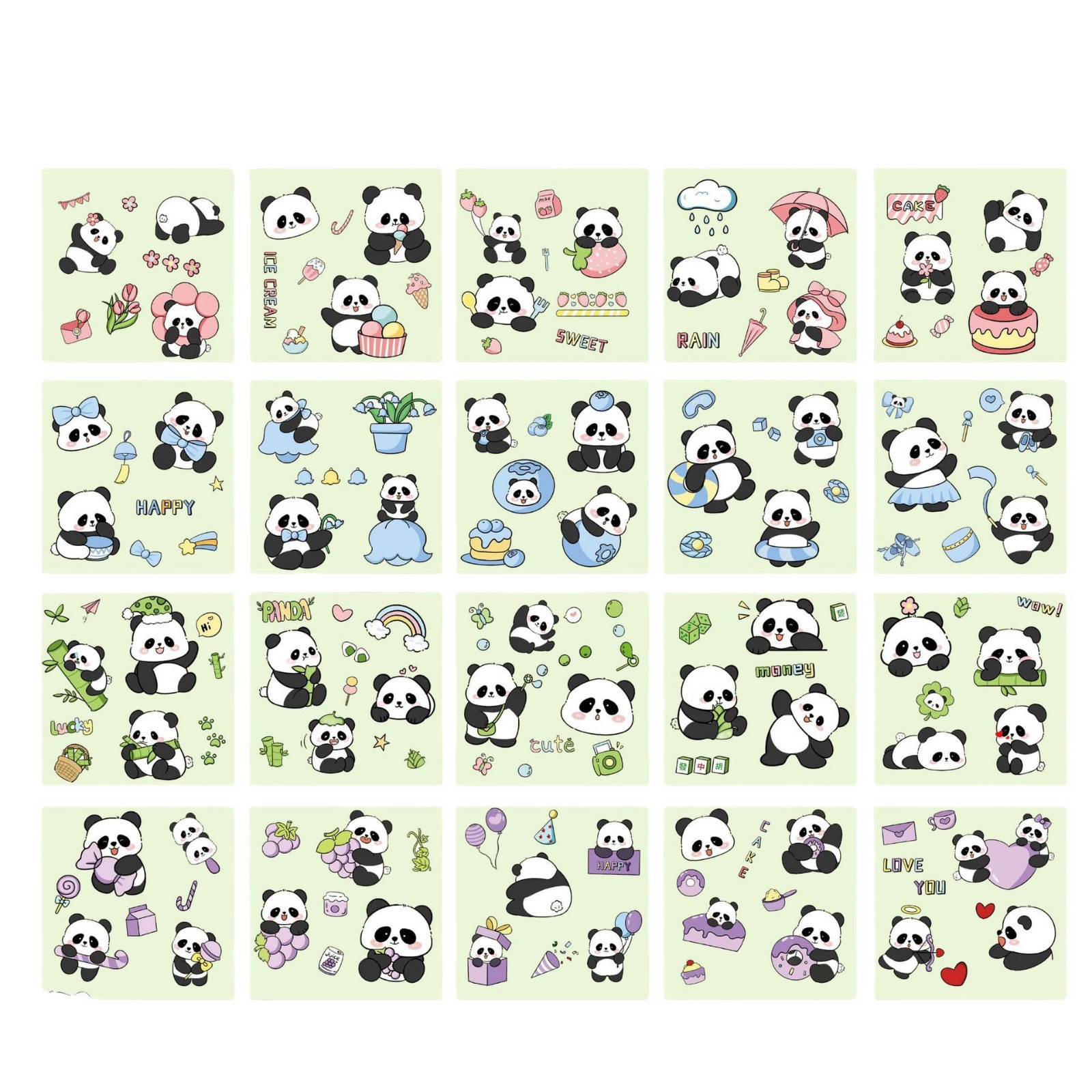 Cute panda sticker puffer fish hand account material collage girl goo card account cartoon PET cup mobile phone small pattern