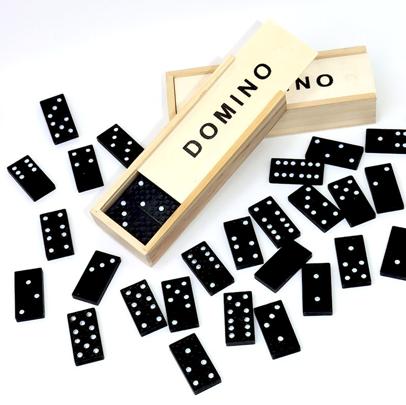 Foreign trade explosions 28 black dominoes wooden boxed black dominoes wooden board games teaching aids