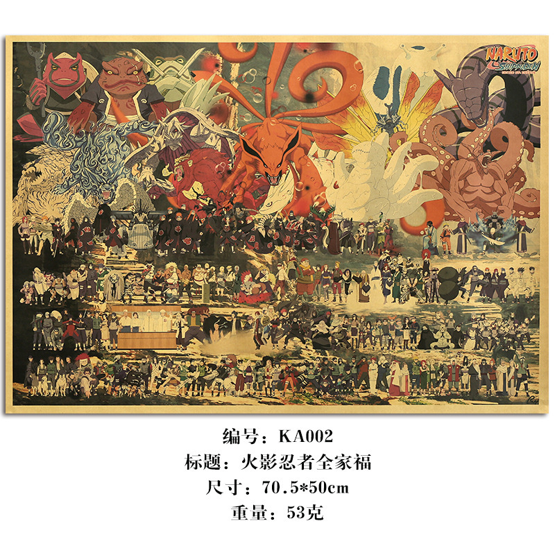 【Ka002】Naruto Family Portrait Kraft Paper Poster Decorative Wallpaper School Stationery Store Cross-Border Sales
