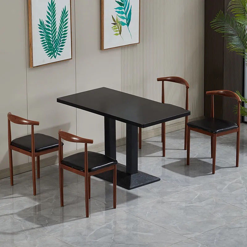 Fast Food Table and Chair Set Combination for Restaurants, Snack Bars, Catering, Commercial Tables, Milk Tea Shops, Slate Small Rectangular Tables