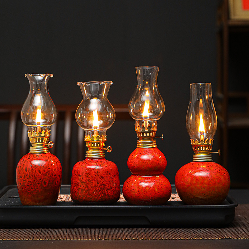 Керамическая вечная лампа, украшение для чайной комнаты, ручная работа, креативная лампа для подношений Будде, атмосфера для кемпинга