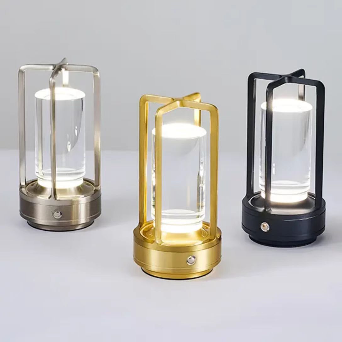 Gold Black silver Cross Table Lamp Button Touch US Rechargeable Decorative Table Lamp Creative Bar Table Camping Bedside