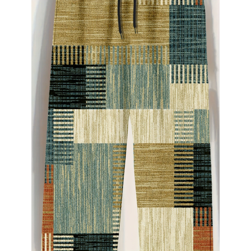 2026 New Cross-Border Dropshipping Men's 3D Color-Blocking Pattern Printed Casual Cross-Border