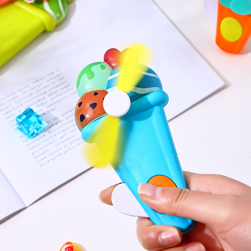 Ice Cream Small Fan Children's Handheld Fan Portable Mini Internet Celebrity Hand-Cranked Fan School Gift Toy