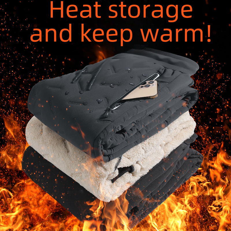 Warm Cotton Pants Men's Plus Size Loose Lamb Velvet fleece-lined Thickened Trousers Sports Casual Leg Windproof Pants