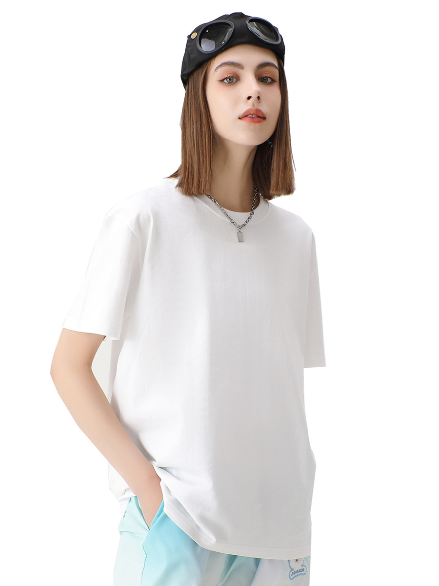 2025 Pure Cotton T-Shirt Men's 230g Heavy Solid Color Crewneck Short Sleeve Casual Combed Cotton Men's and Women's Shoulder T-Shirt