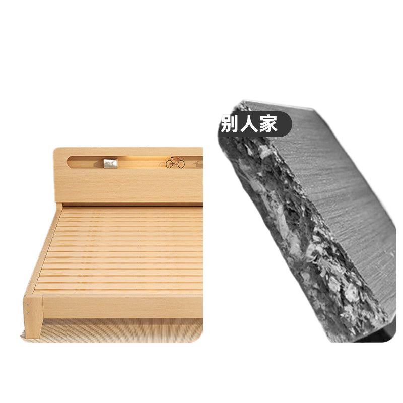 Solid Wood Bed 1.5m for Home Use 1.8m Double Bed Simple Modern Rental Economical 1.2m Single Bed Frame