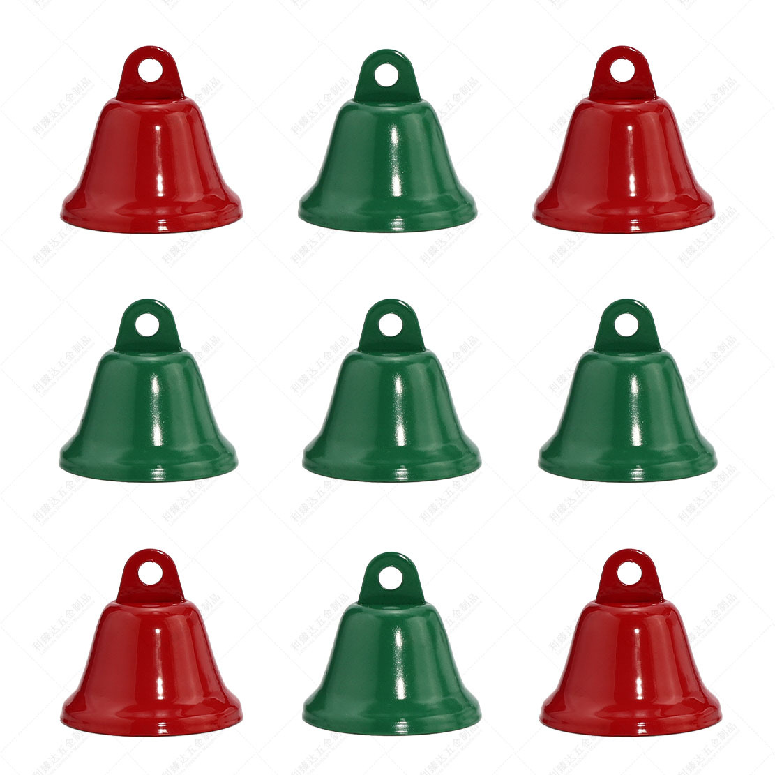 Painted Metal Open Horn Bell Christmas Tree Pendant DIY Accessories Hand-Cranked Wind Chime Clock Christmas Bell Decoration