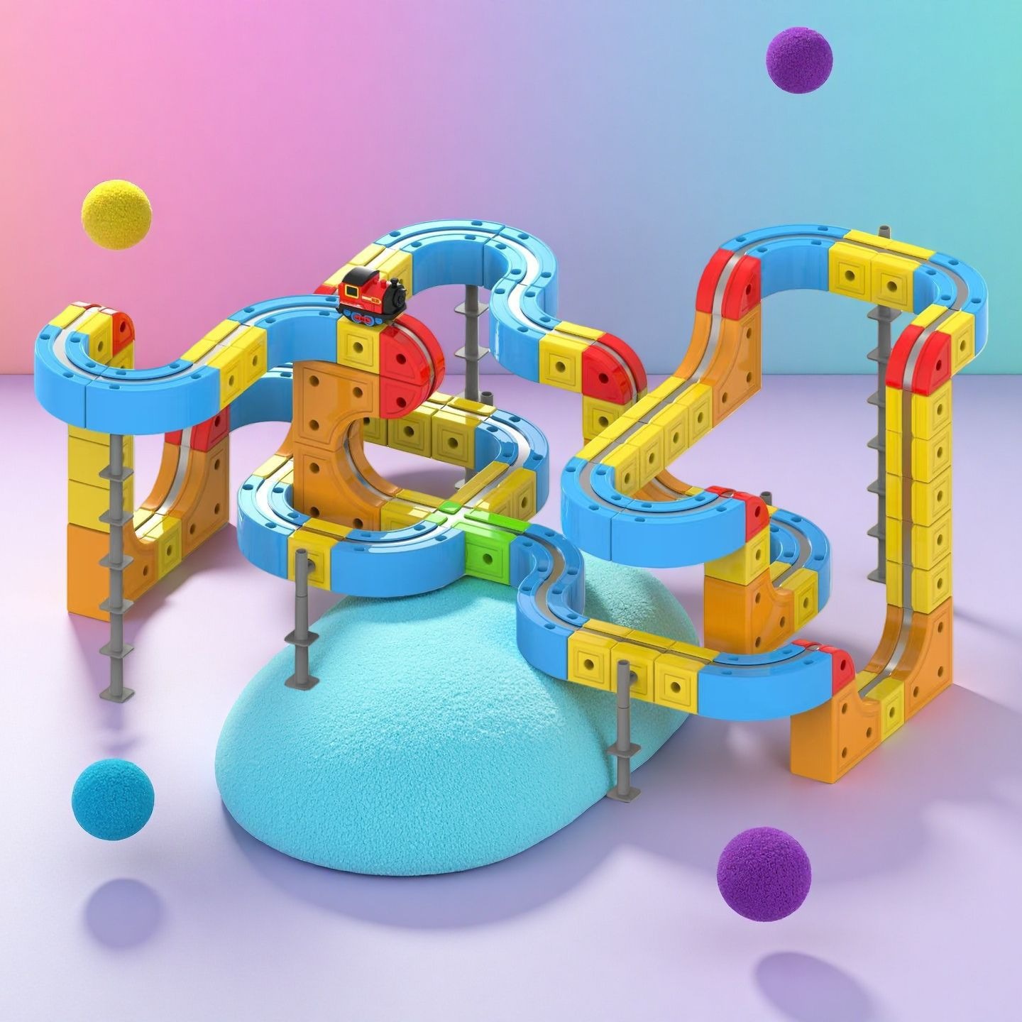 Cross-Border Douyin Children's Electric Magnetic High-Speed Rail Train Magic Track Boys and Girls DIY Magnetic Assembly Track Car