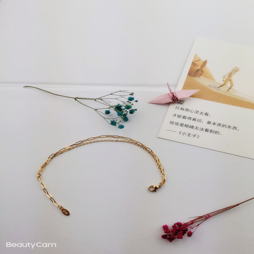 Korean Style Titanium Steel Double Layer Transfer Bracelet for Women, Golden Birth Year Bracelet