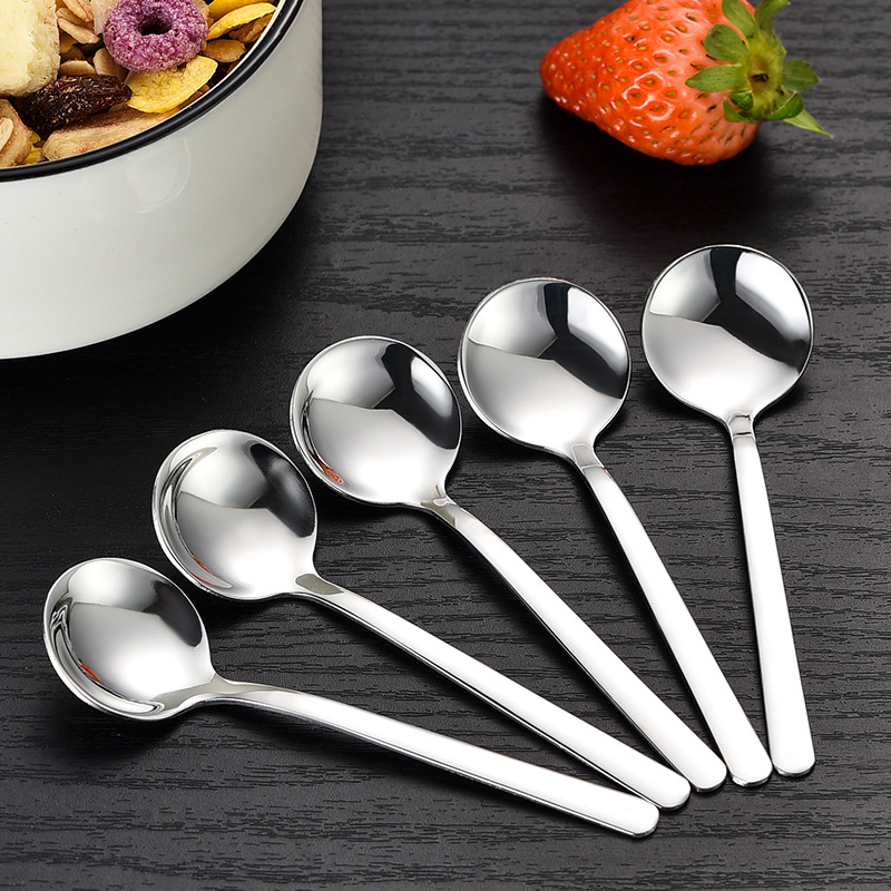 304 Stainless Steel 10cm Small Round Spoon Seasoning Jar Seasoning Spoon Coffee Spoon Honey Dessert Spoon