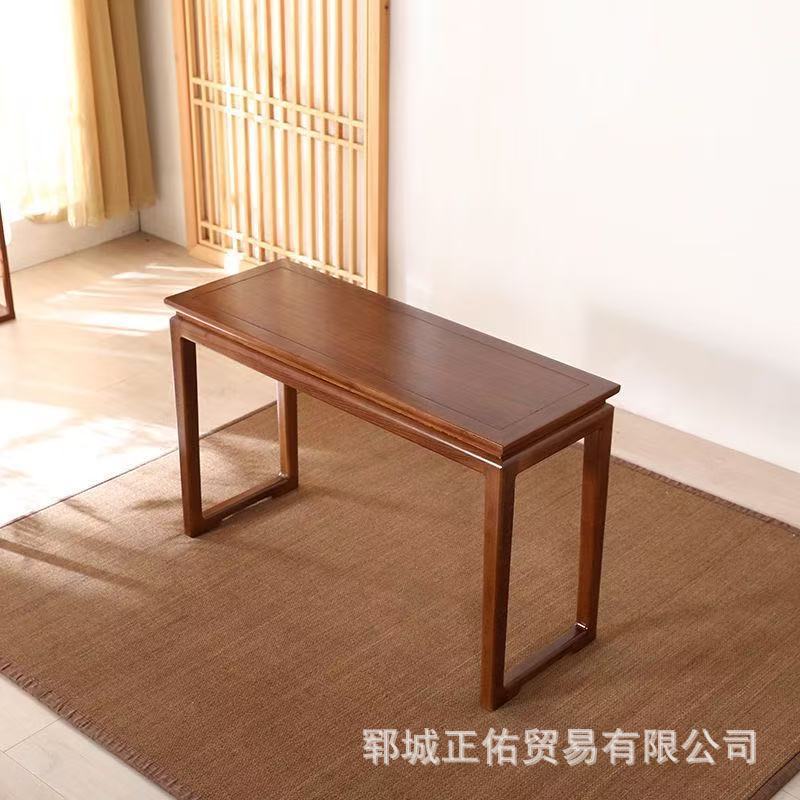Old Elm Zen Guqin Table and Stools, New Chinese Tea Art Table, Simple Antique Solid Wood Guzheng Chinese Calligraphy Table and Chairs