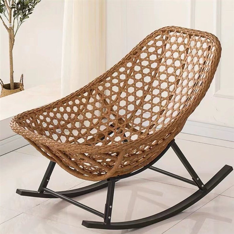 Courtyard Balcony Rocking Chair Outdoor Leisure Single Person Lounge Chair Rattan Bed Outdoor Courtyard Lazy Chair Adult Nap Rattan