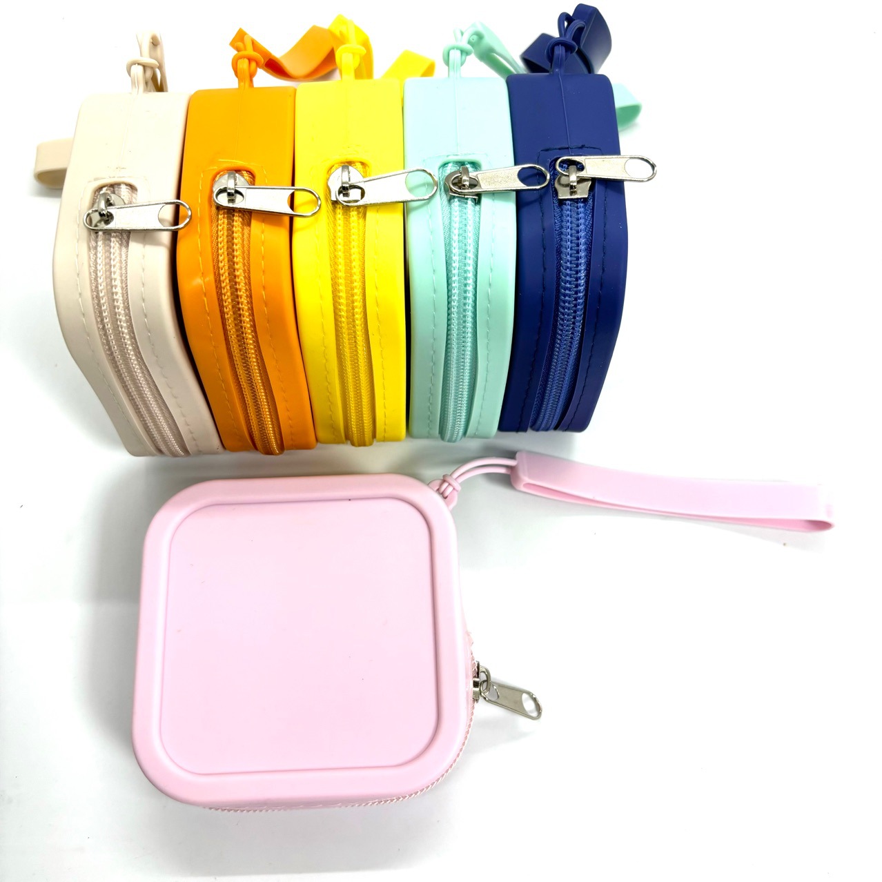 Silicone Change Storage Small Square Bag Lipstick Bank Card Headset Zipper Storage Bag with Key in Hand Instagram Style Small Bag