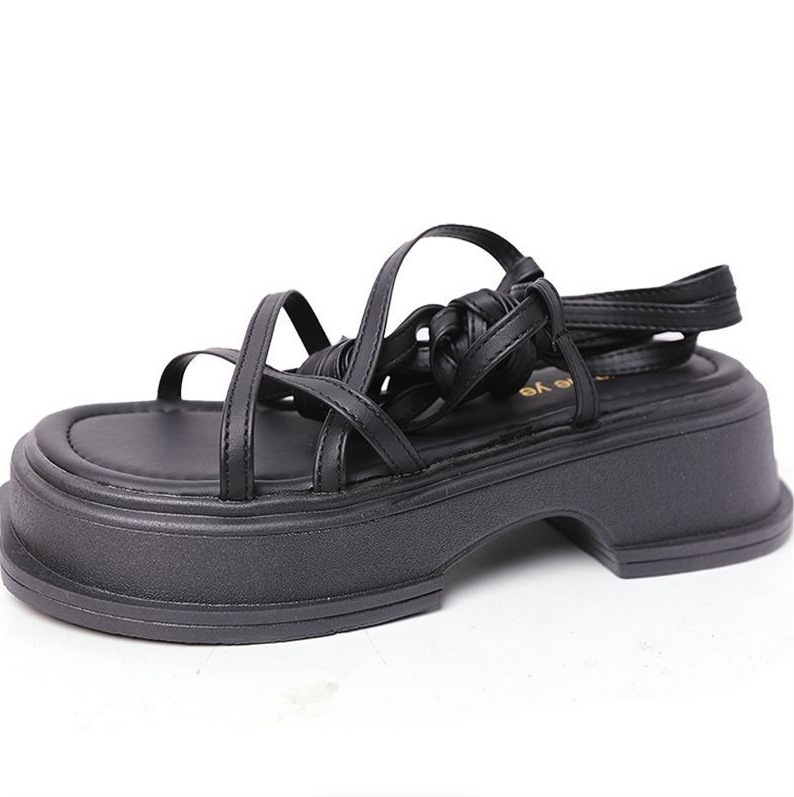 Trendy Niche Design Cross-Strap Sandals for Women 2025 Summer New Korean Versatile Thick-Soled Roman Shoes