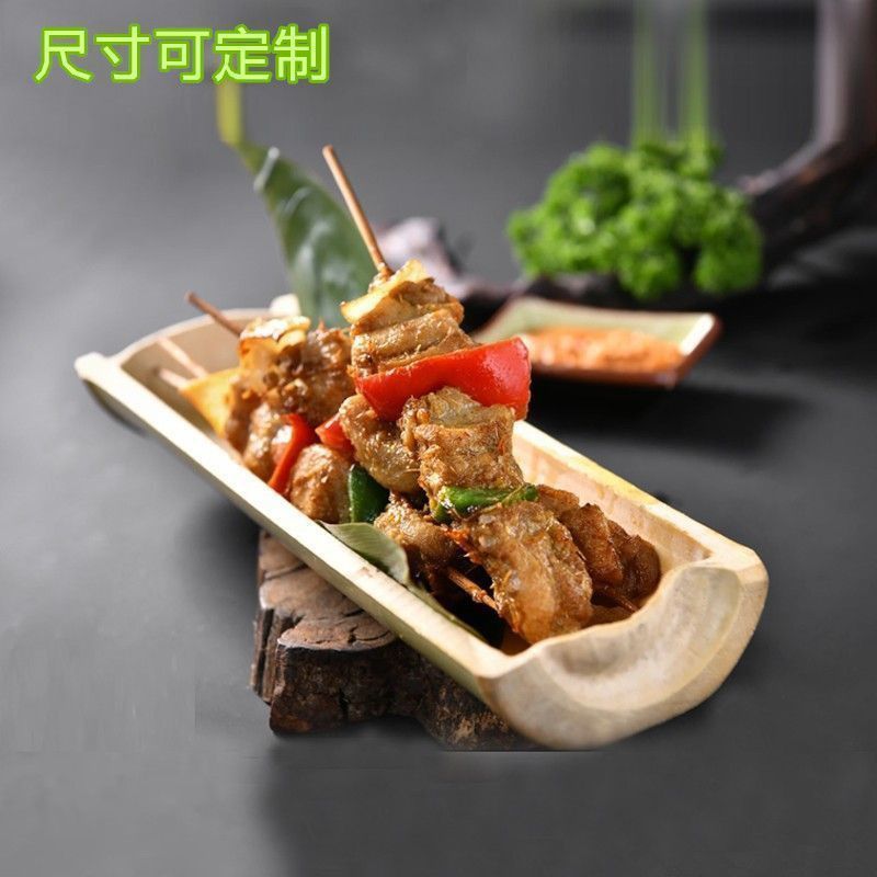 Оригинальная экологическая барбекю тарелка из бамбука, тарелка для фруктов, тарелка для сухофруктов, тарелка для хлеба и закусок на чайной церемонии, персонализированная деревенская тарелка