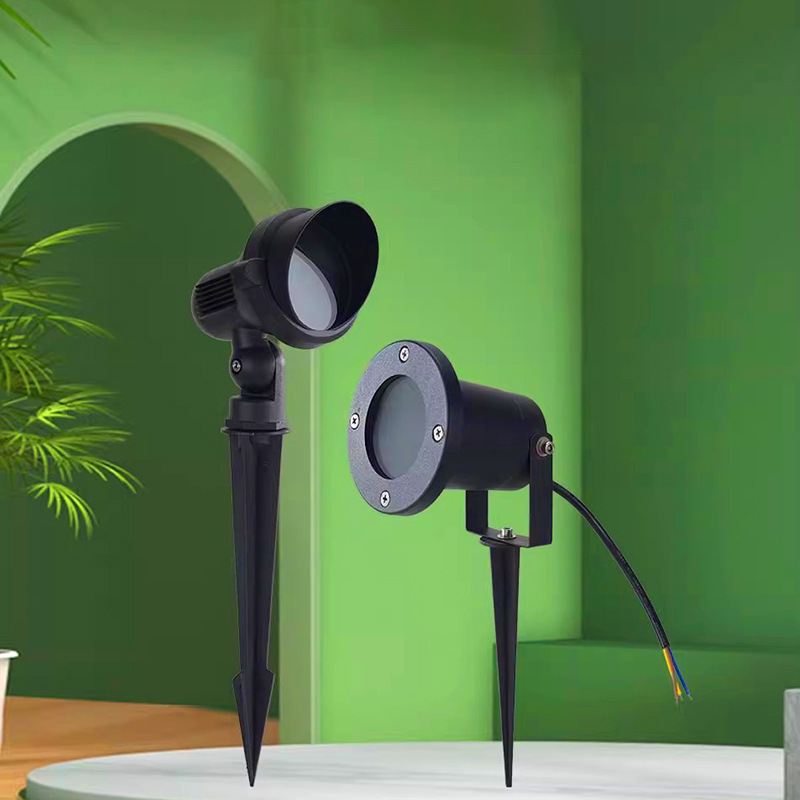 Outdoor Waterproof Ground Plug Floodlight Projection Light Gu10 Round Plug-In Ground Light Courtyard Garden Underground Tree Light Outdoor