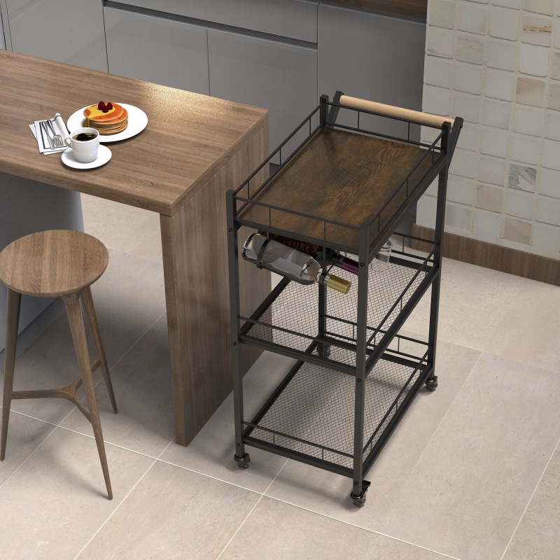 Bar Cart Second-Hand Push Dining Cart Commercial Accessible Luxury Dining Cart Restaurant Wine Side Cabinet Red Wine Tea Cart