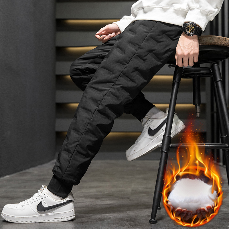 Men's Cotton Pants Fleece-lined Thickened Outer Wear Autumn and Winter Warm Cotton Pants Loose Fashionable Cold-proof Casual Pants for Men