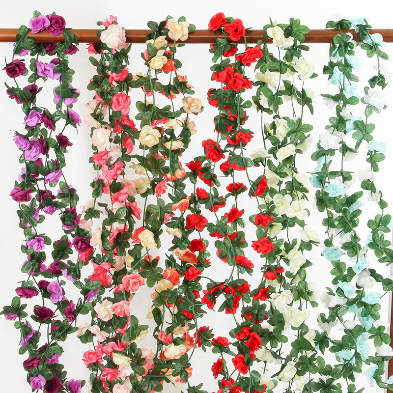 Cross-Border Amazon Artificial Rose Vine with 45 Double-Color Flower Heads, Peony Vine for Covering Unsightly Areas, Air Conditioning Soft Decoration