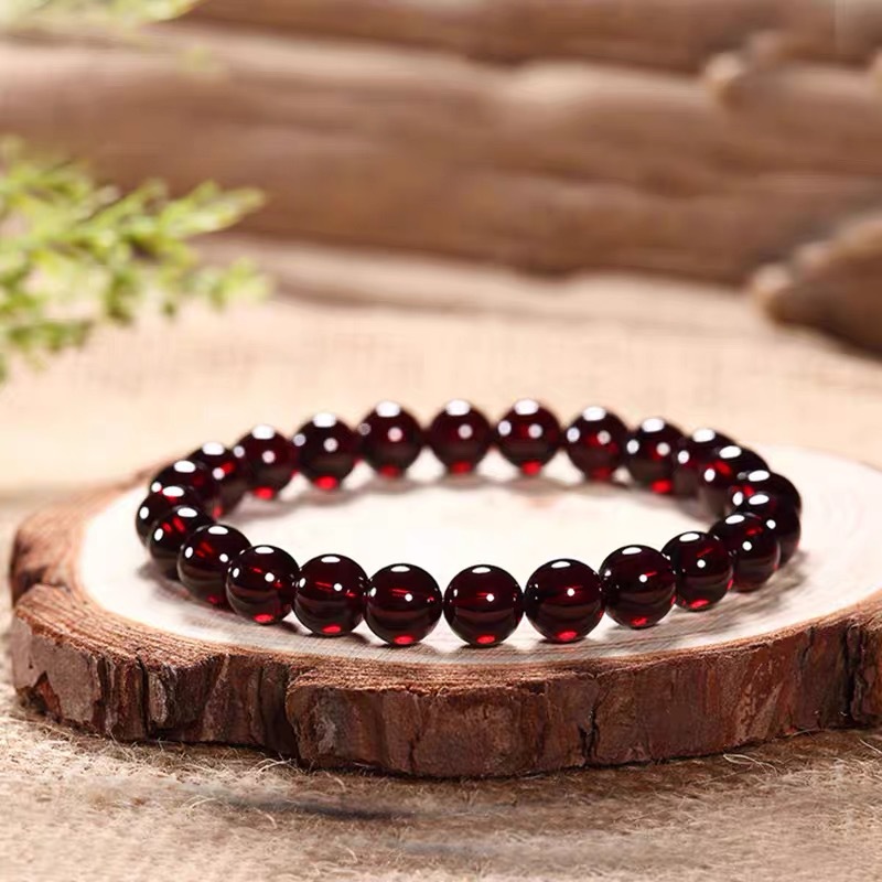 8A Collectible Natural Mozambique Wine Red Garnet Bracelet Bracelet Women's Crystal Single Loop Bracelet Women's Stone