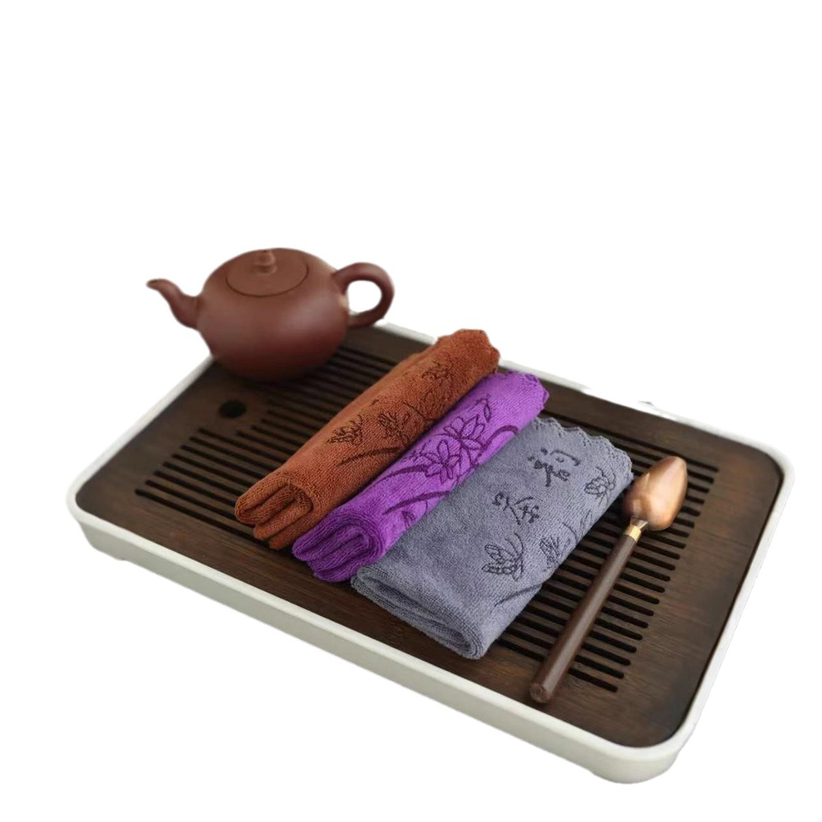 Tea towel simple Logo tea table rag thickened absorbent lint-free microfiber tea cloth tea towel wholesale