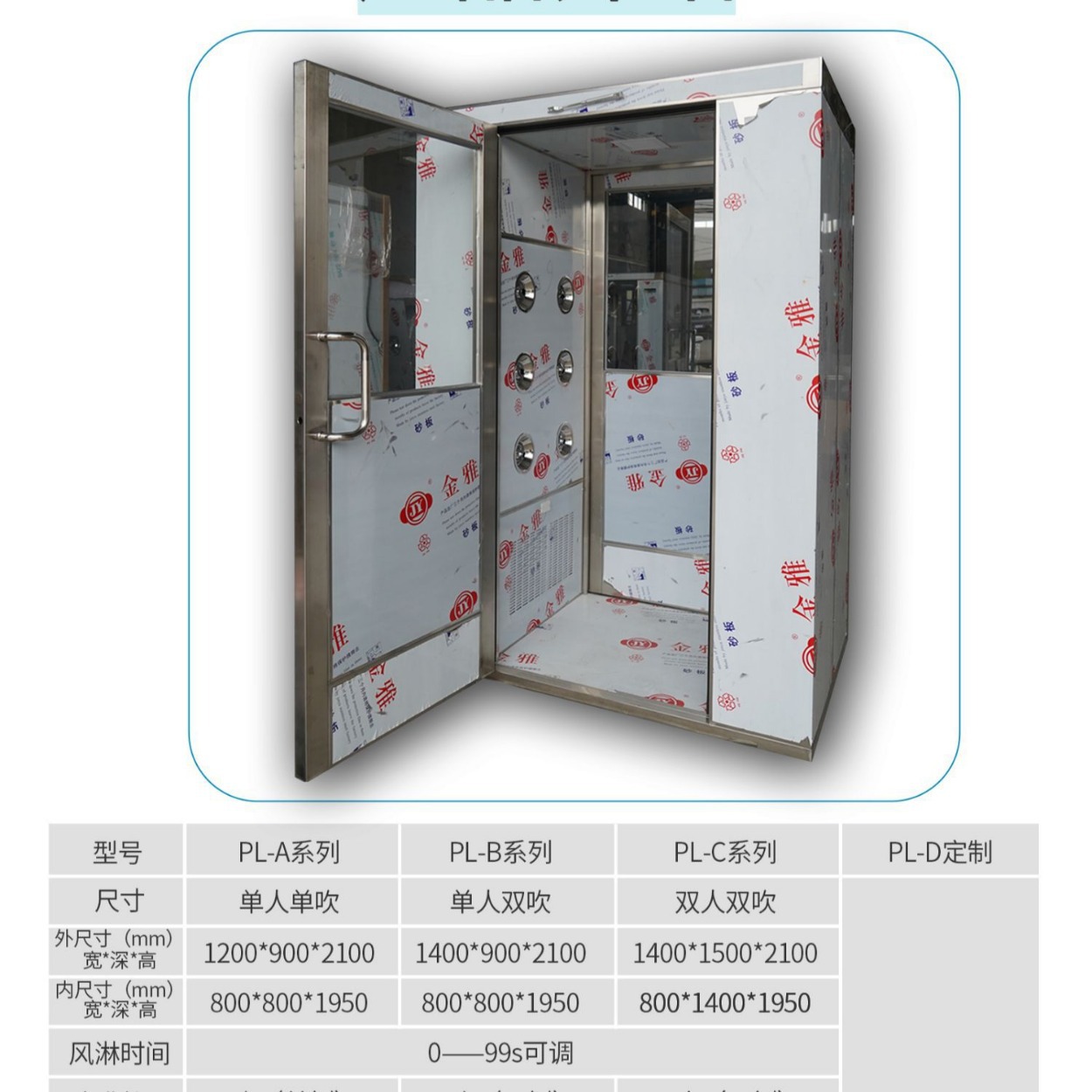 Clean dust-free workshop cargo shower room single double single blow double blow automatic induction interlocking stainless steel air shower room