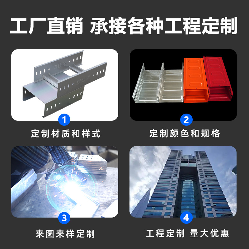 Hot-Dip Galvanized Bridge Photovoltaic Cable Tray Hot-Dip Galvanized Outdoor Anti-Rust and Corrosion-Resistant Metal Weak Wire Trough Manufacturer Customized