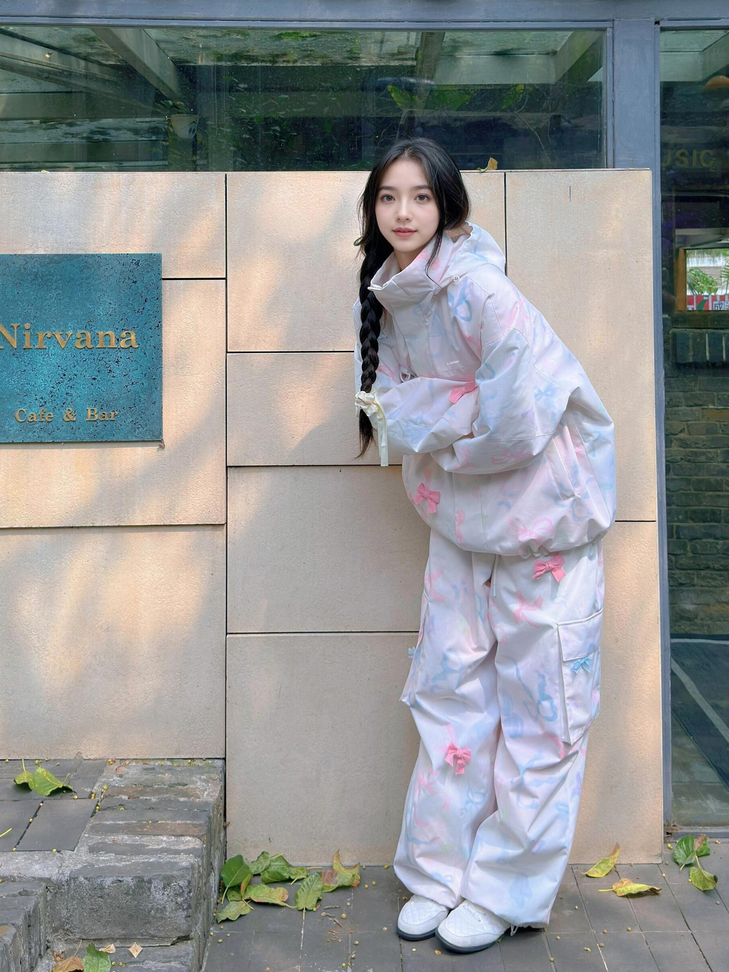 Fuyan Pink Bow Ski Suit Women's 2025 New Double-Board High-End Niche Ski Pants Two-Piece Set