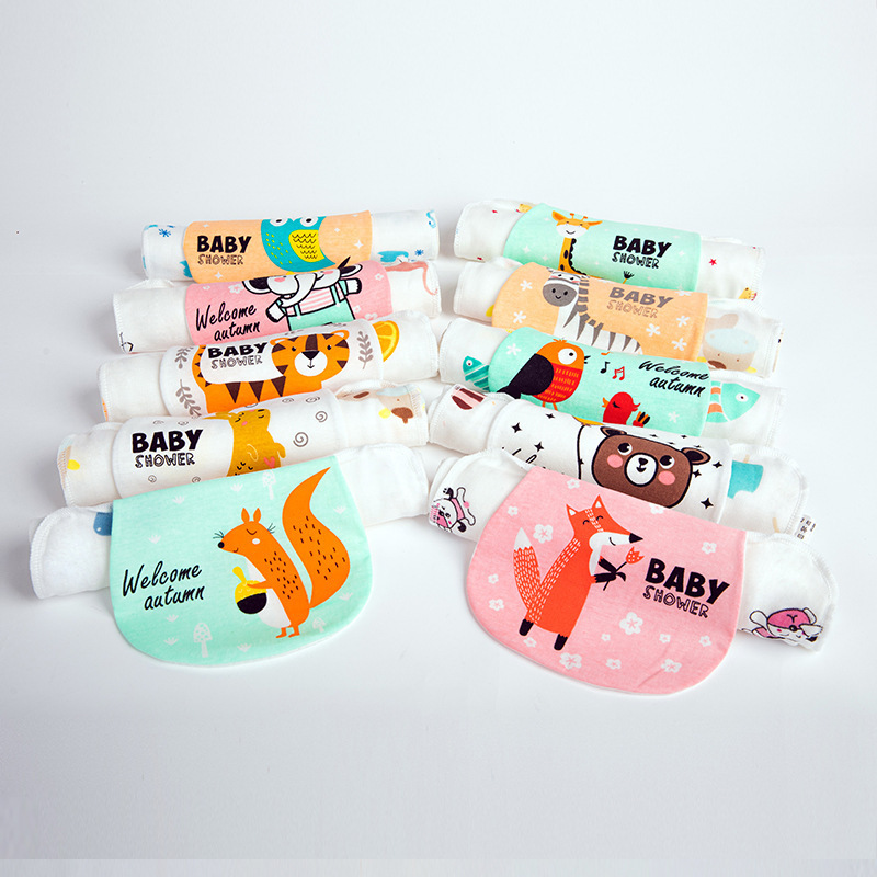 2025 Kidsren's New Pure Cotton Gauze Four-Layer Baby Cotton Soft Pad Sling Cartoon Sweat Towel Baby Sweat Absorbent Towel