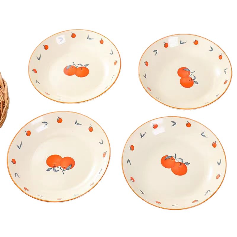 Everything Goes Well Chinese Underglaze Color Ceramic Household Rice Bowl High-Value Eating Bowl Cream Style Dishes Plate