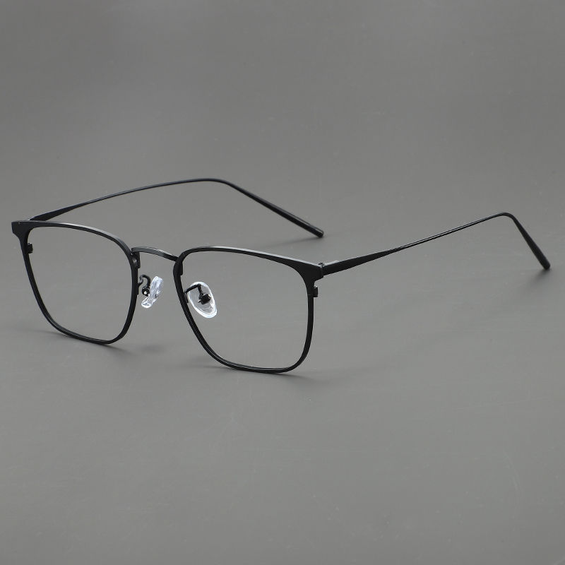 Ultra-Light Metal Square Frame Glasses for Men, Trendy Anti-Blue Light Business Big Face Large Frame Glasses Frame Flat Mirror 30020