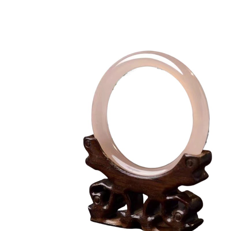 Factory wholesale natural Afghan jade grapefruit powder bracelet women ice through lotus root starch champagne powder round jade bracelet