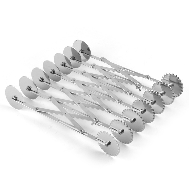 Fcm In-Stock Retractable Multi-Wheel Dough Cutter Roller Multifunctional Dough Cutter Stainless Steel Pizza Cutter