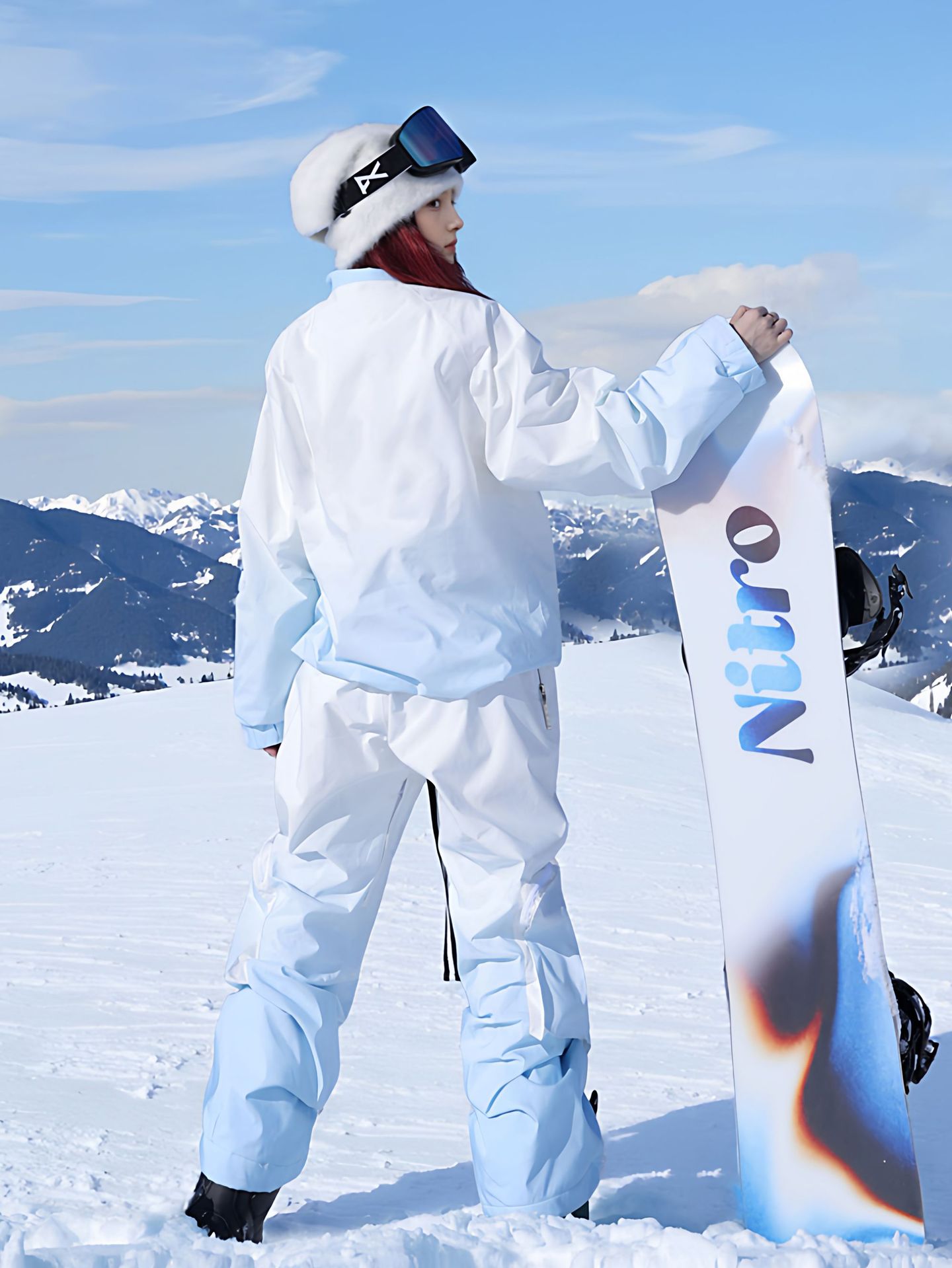 Fuyan Gradient Blue Ski Suit Women's 2025 Autumn and Winter New Windproof, Waterproof and Cold-Proof Veneer Couple Snow Suit